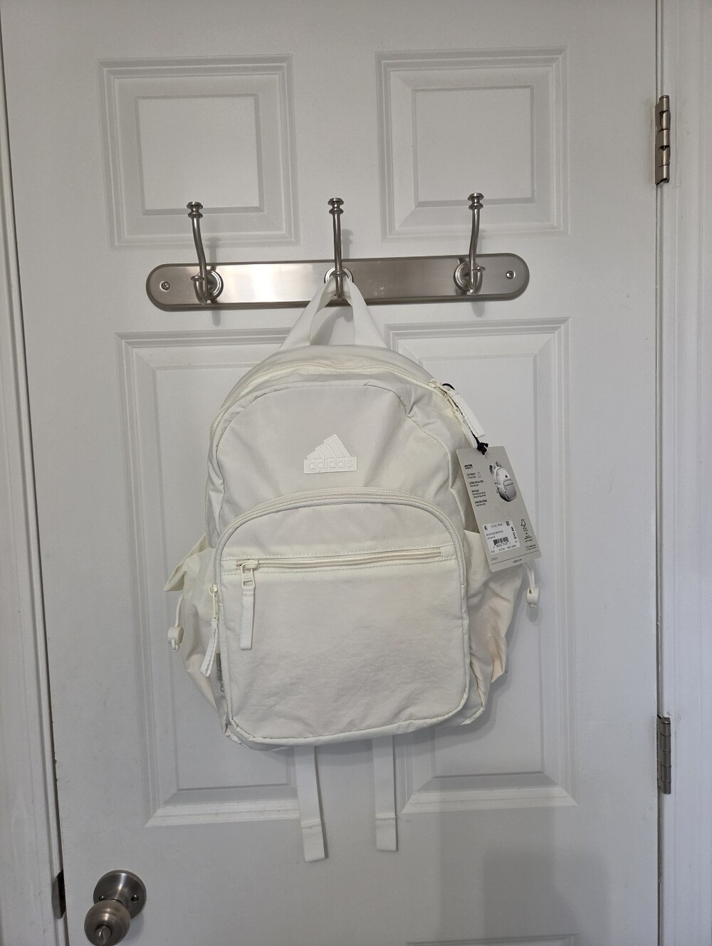 Adidas Weekender Backpack Travel Durable Bag Off White Laptop School Gym Bag - Picture 2 of 10
